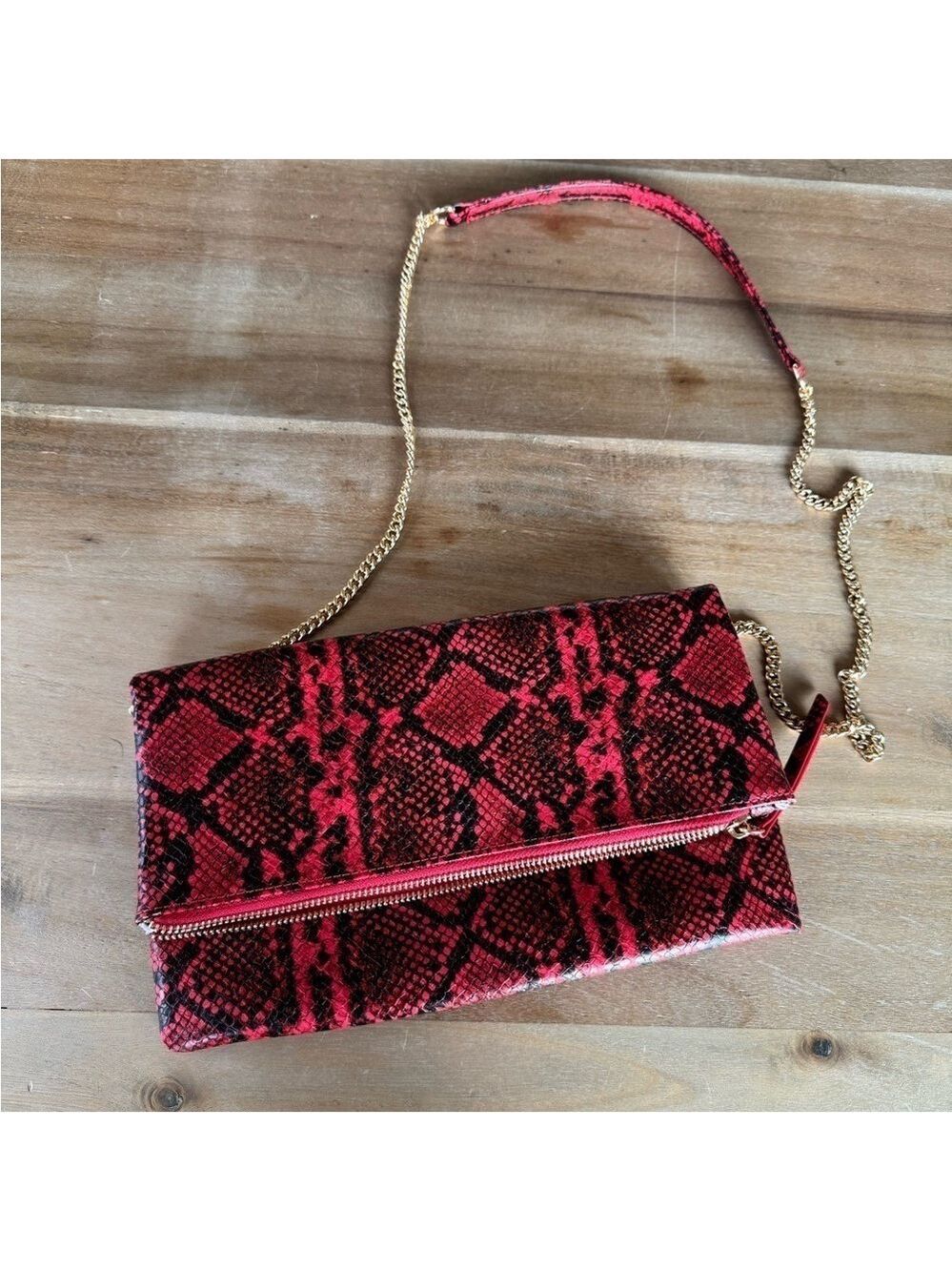 Lulus Red Python Crossbody Clutch